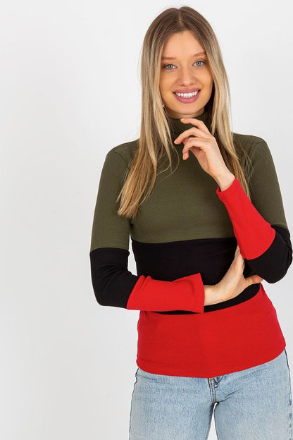 Women's Ribbed Turtleneck Sweater with Long Sleeves