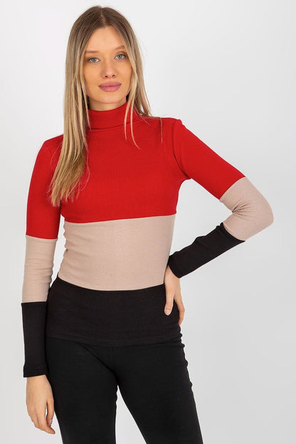 Women's Ribbed Turtleneck Sweater with Long Sleeves