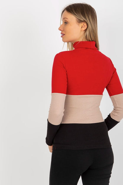 Women's Ribbed Turtleneck Sweater with Long Sleeves