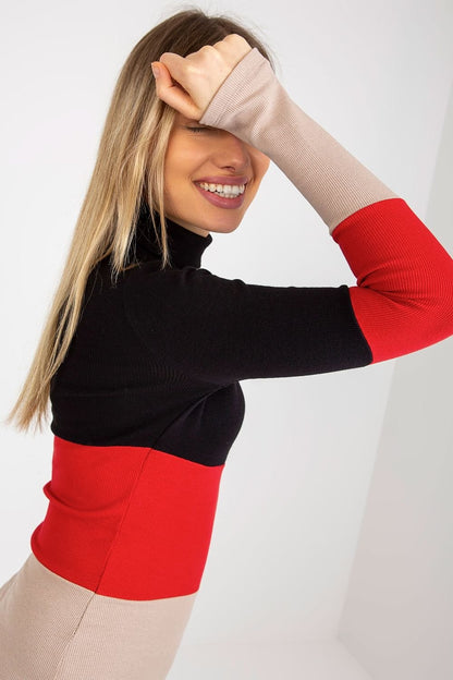 Women's Ribbed Turtleneck Sweater with Long Sleeves