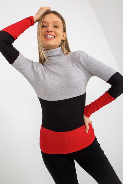 Women's Ribbed Turtleneck Sweater with Long Sleeves