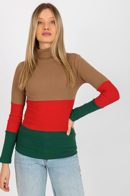 Women's Ribbed Turtleneck Sweater with Long Sleeves