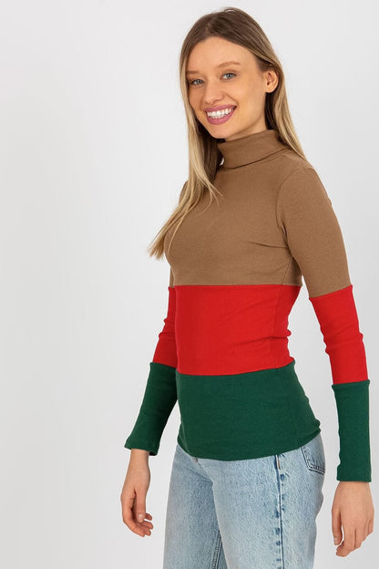 Women's Ribbed Turtleneck Sweater with Long Sleeves