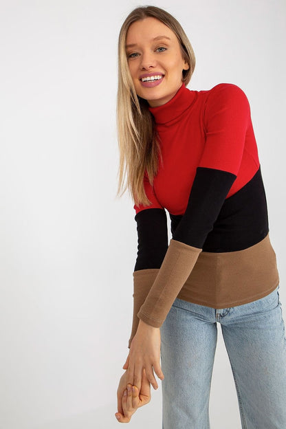 Women's Ribbed Turtleneck Sweater with Long Sleeves