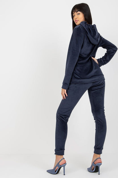 Ensemble sweat-shirt et pantalon long en velours avec fermeture éclair et poches plaquées