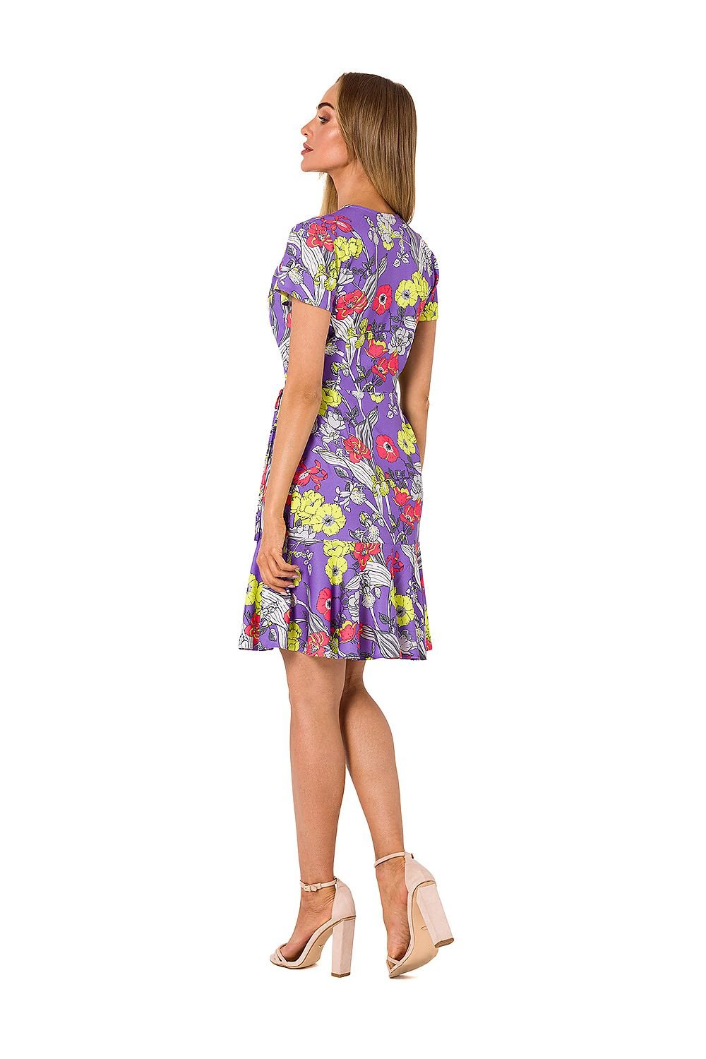 Floral Printed Summer Dress with Side Tie and Ruffled Hem