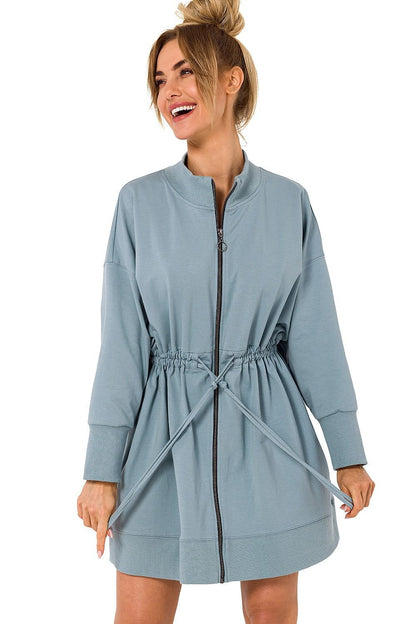 Robe sweat zippée multifonctionnelle avec découpes dans le dos, laçage et poches latérales