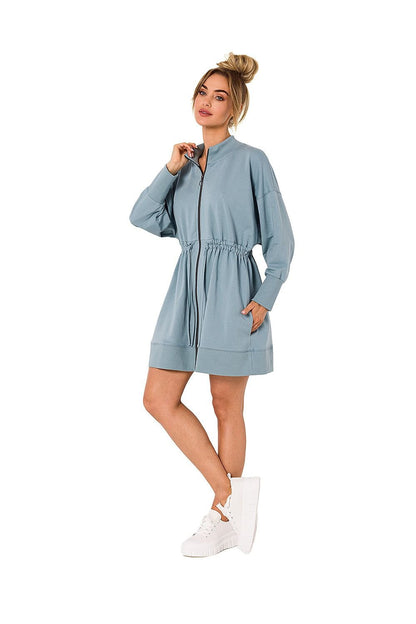 Robe sweat zippée multifonctionnelle avec découpes dans le dos, laçage et poches latérales