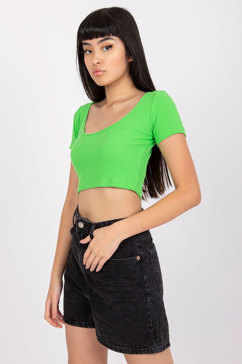 Deep Neckline Short Sleeve Tee