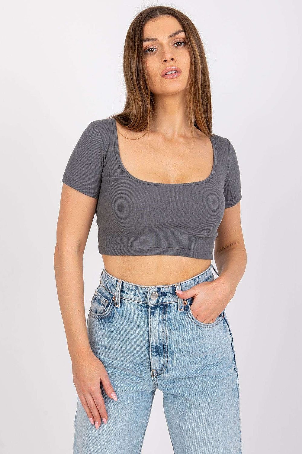 Deep Neckline Short Sleeve Tee