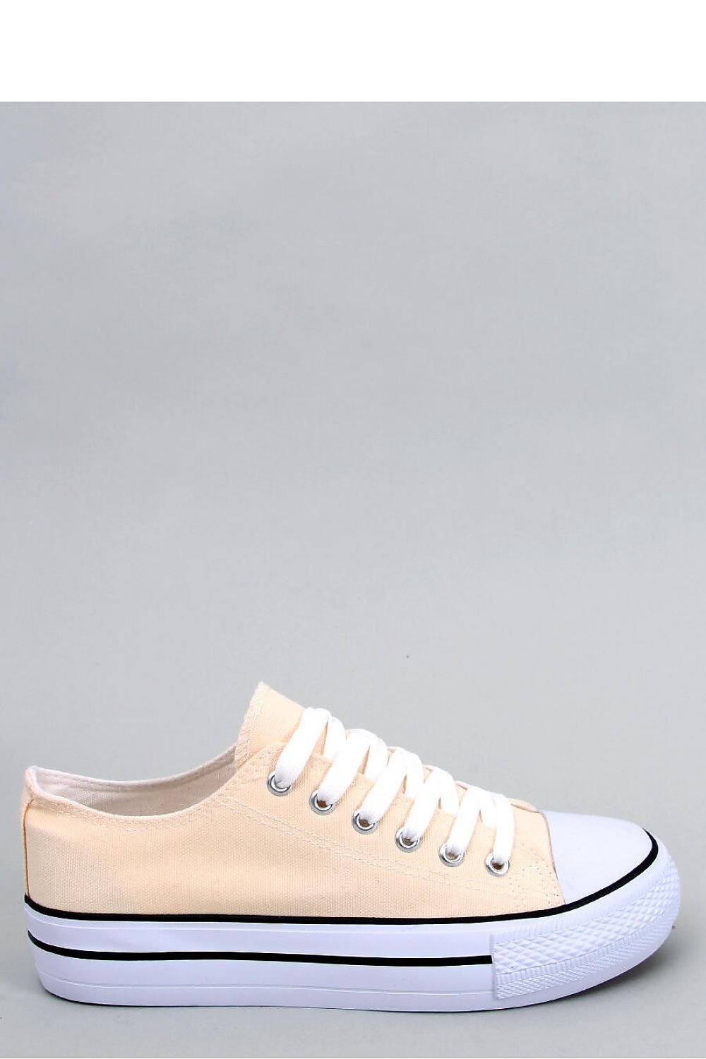 Klassische beige Damen-Sneaker mit hoher Sohle