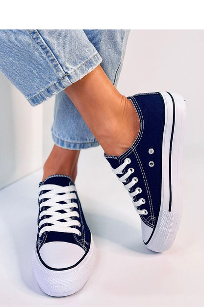 Klassische blaue Sneakers mit hoher Sohle für Damen