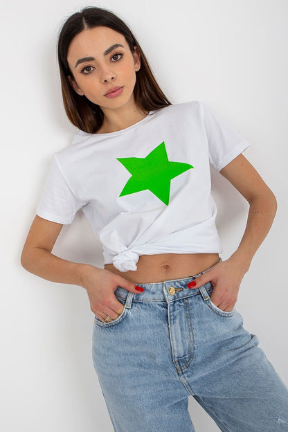 Kurzarm-T-Shirt für Damen mit dekorativem Frontprint