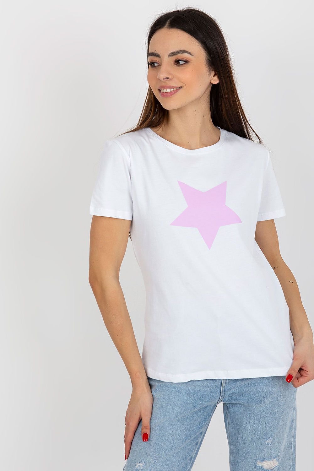 Kurzarm-T-Shirt für Damen mit dekorativem Frontprint