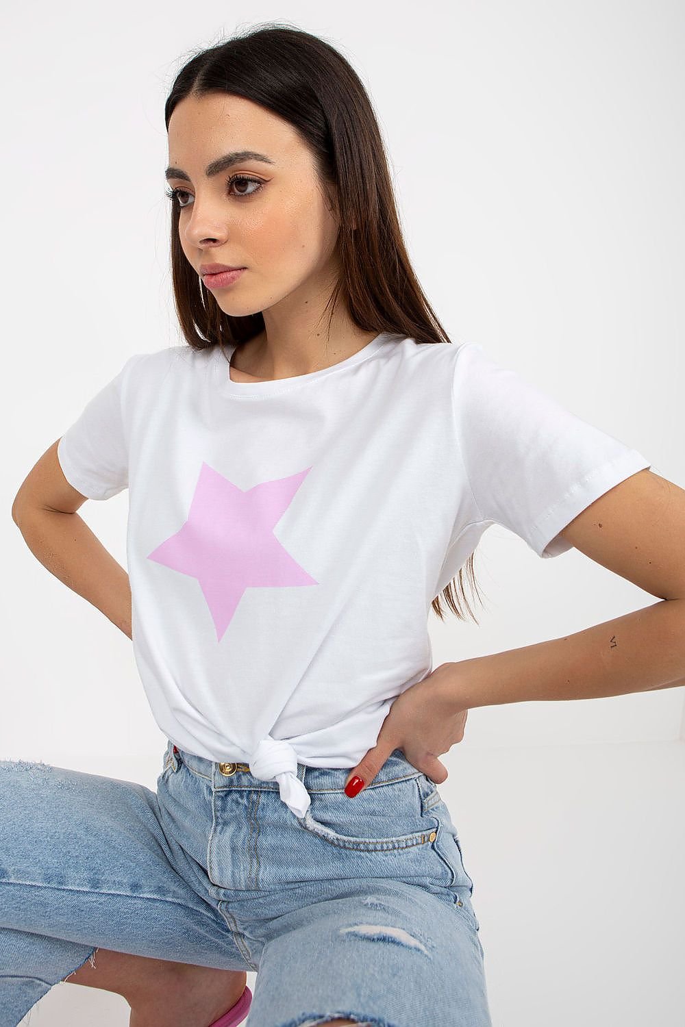 Kurzarm-T-Shirt für Damen mit dekorativem Frontprint