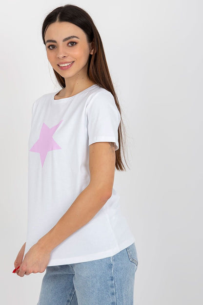 Kurzarm-T-Shirt für Damen mit dekorativem Frontprint