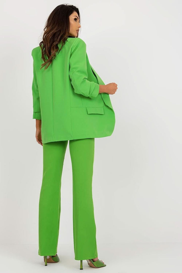 Women's 3/4 Sleeve Jacket with Shoulder Cushions and Imitation Pockets - Ludowika 
