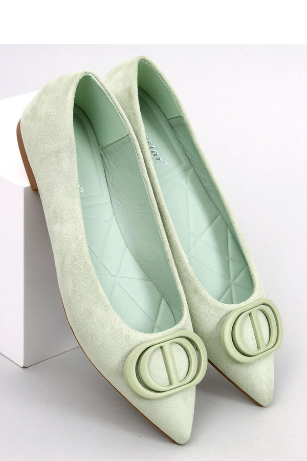 Sleek Ballet Flats with Pointed Toe and Front Embellishment in Eco-Friendly Suede