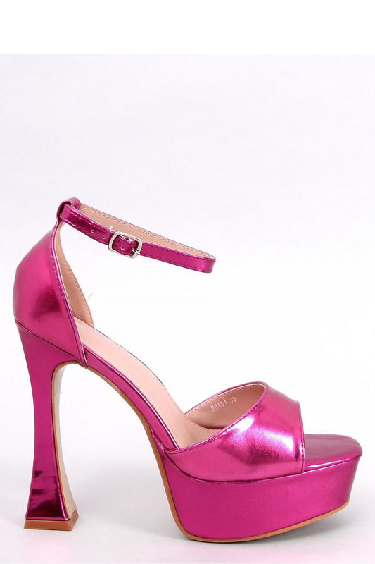 Women's Pink Sandals with 13 cm Heel and 4 cm Platform Lacquered Finish Ecological Leather