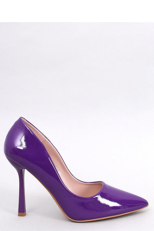 Violet Lacquered Women's Pumps with 11 cm Stiletto Heel and Tapered Toe Ecological Leather