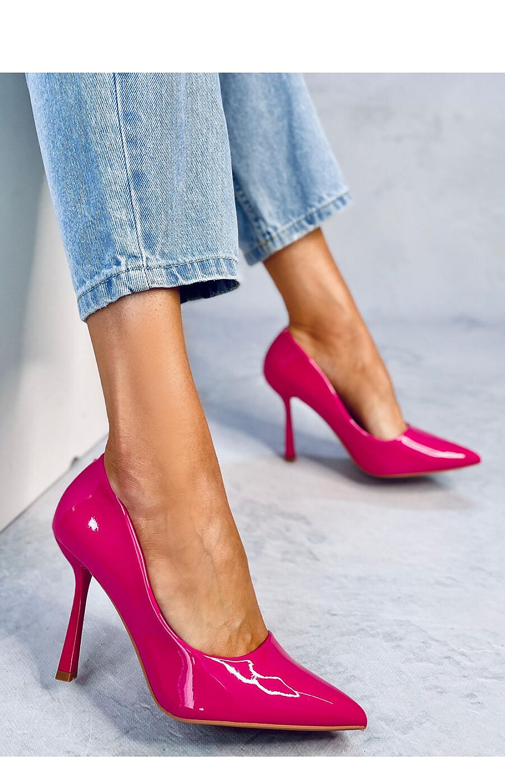 Pink Lacquered Women's Pumps with 11 cm Stiletto Heel and Tapered Toe Ecological Leather