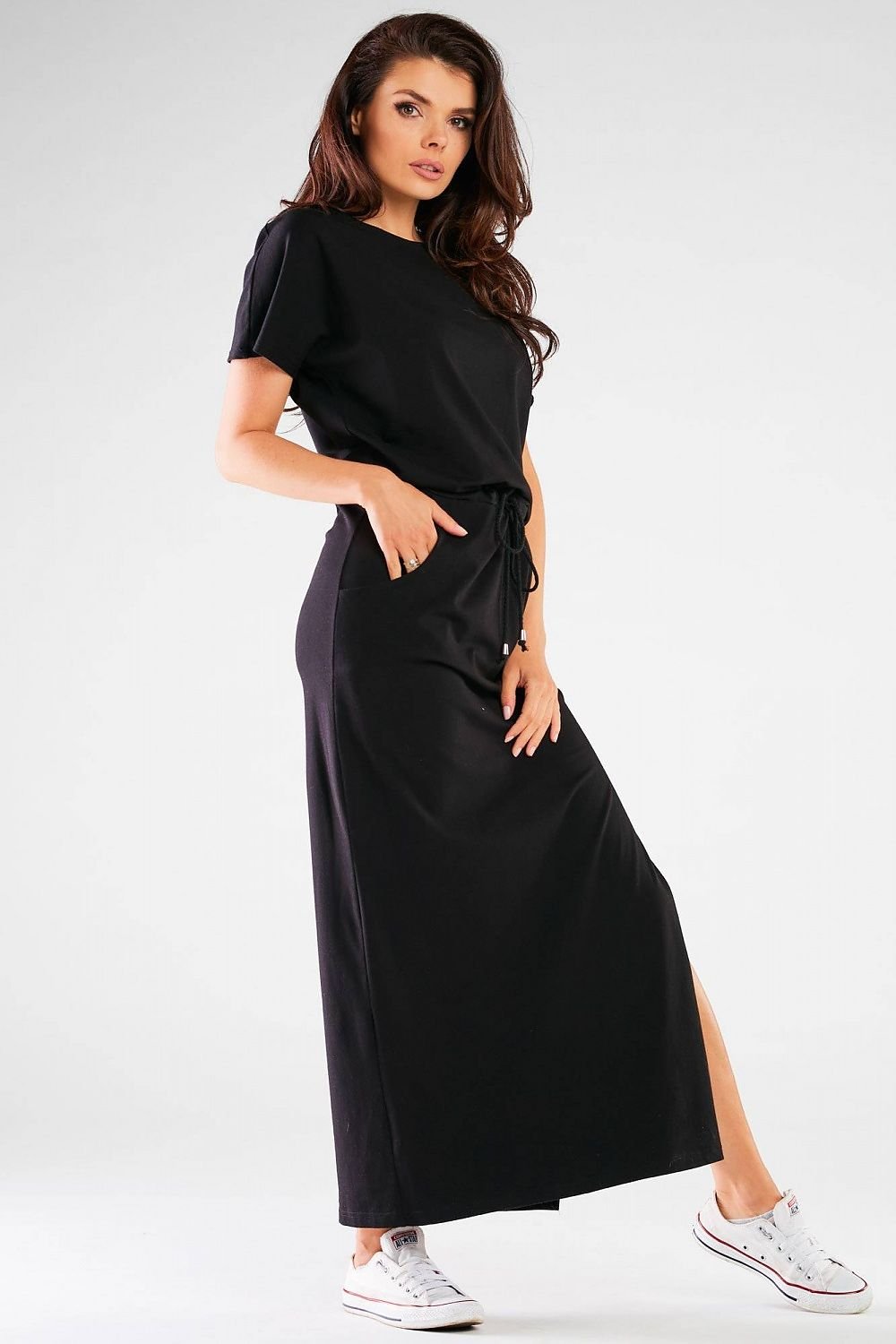 Long Summer Dress with Short Sleeves and Breathable Fabric