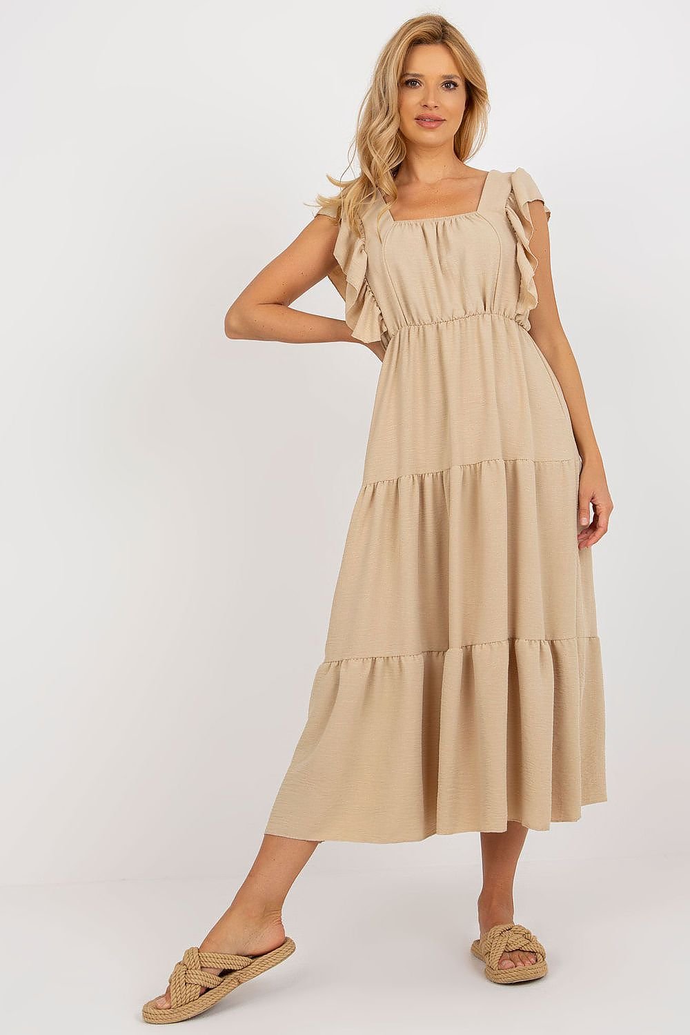 Loose Fit Sleeveless Summer Dress with Square Neckline