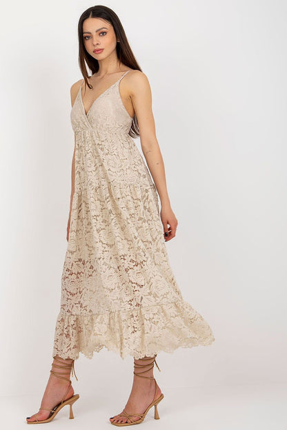 Lace Dress with Adjustable Straps, Sweetheart Neckline, and Decorative Frill