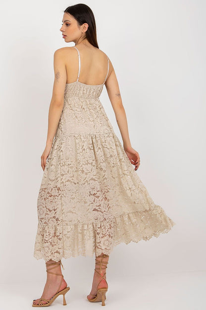 Lace Dress with Adjustable Straps, Sweetheart Neckline, and Decorative Frill