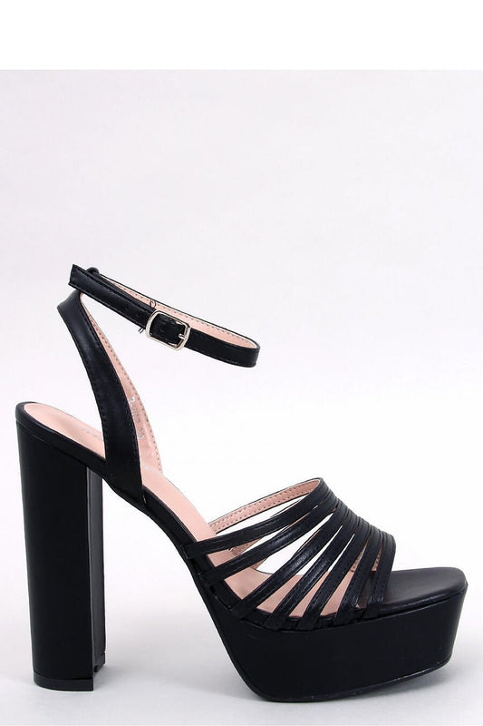 Women's Black Sandals with 13 cm Heel and 3.5 cm Platform Ecological Leather