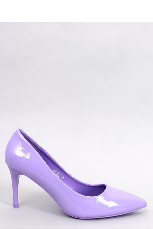 Lacquered Violet Women's Pumps with 8 cm Stiletto Heel and Pointed Toe Ecological Leather