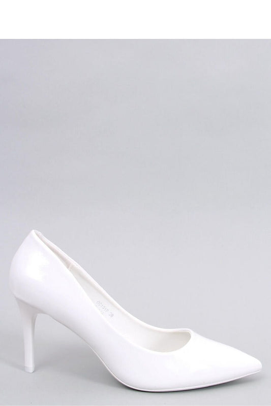 White Lacquered Women's Pumps with 8 cm Stiletto Heel and Pointed Toe Ecological Leather