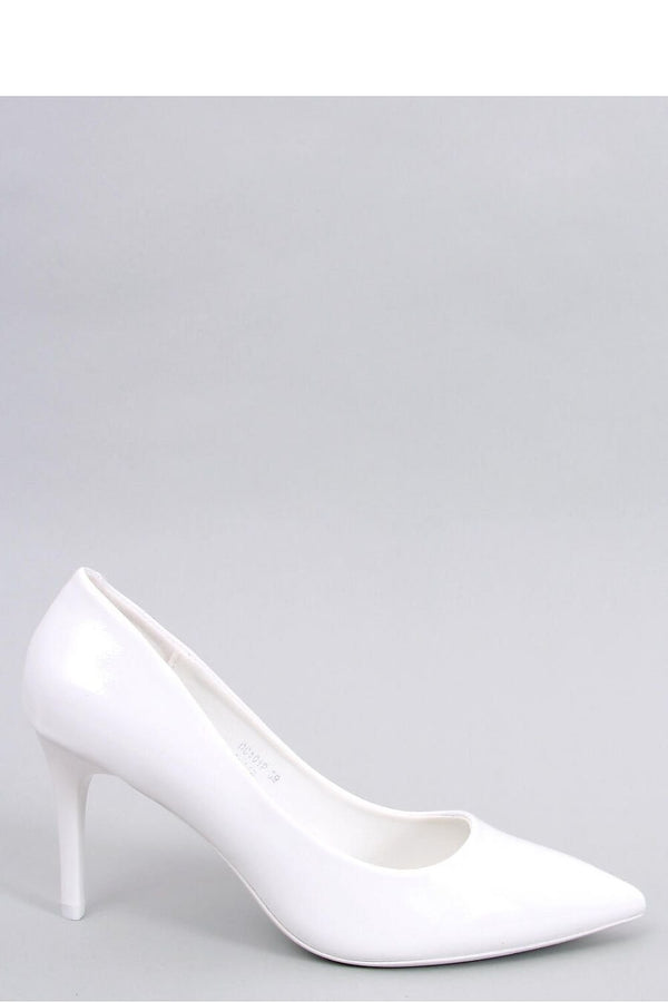 White Lacquered Women's Pumps with 8 cm Stiletto Heel and Pointed Toe Ecological Leather