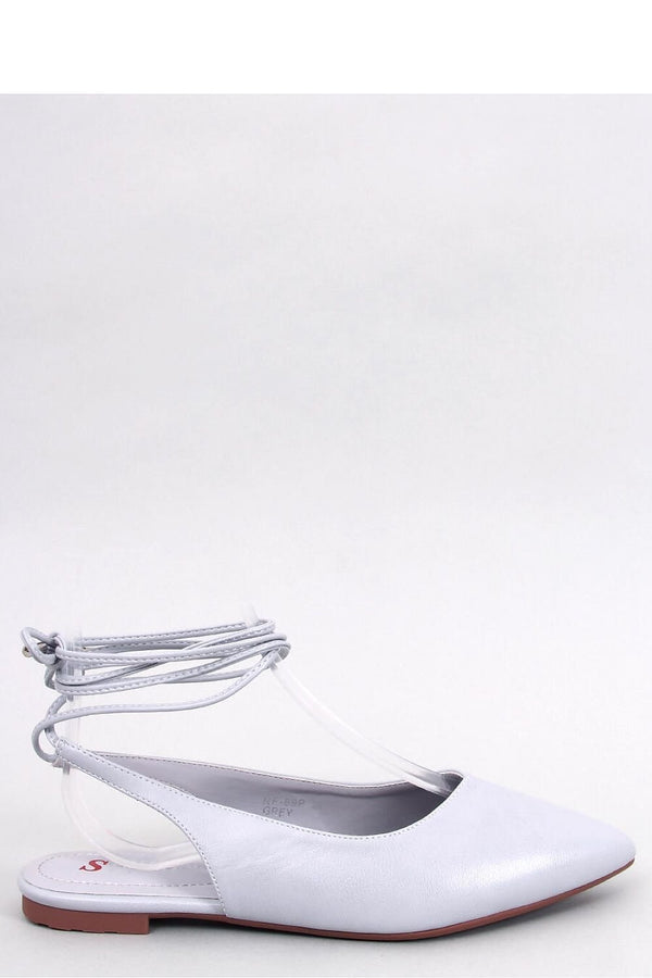 Women's Grey Ballet Flats with Open Heel, Tapered Nose, and Elegant Binding in Eco-Friendly Leather