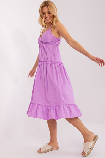 Summer Dress with Adjustable Straps, Envelope Neckline, and Flared Bottom with Decorative Ruffle