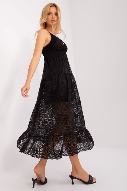 Lace Dress with Adjustable Straps, Sweetheart Neckline, and Decorative Frill