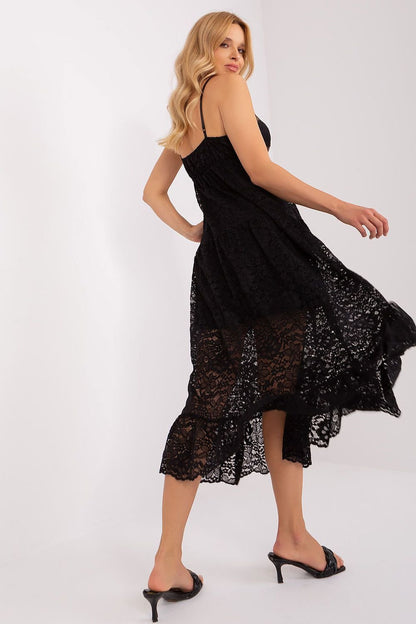 Lace Dress with Adjustable Straps, Sweetheart Neckline, and Decorative Frill