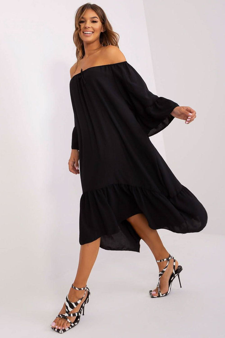 Loose-Fit Summer Dress with 3/4 Sleeves and Frilled Details - Ludowika 