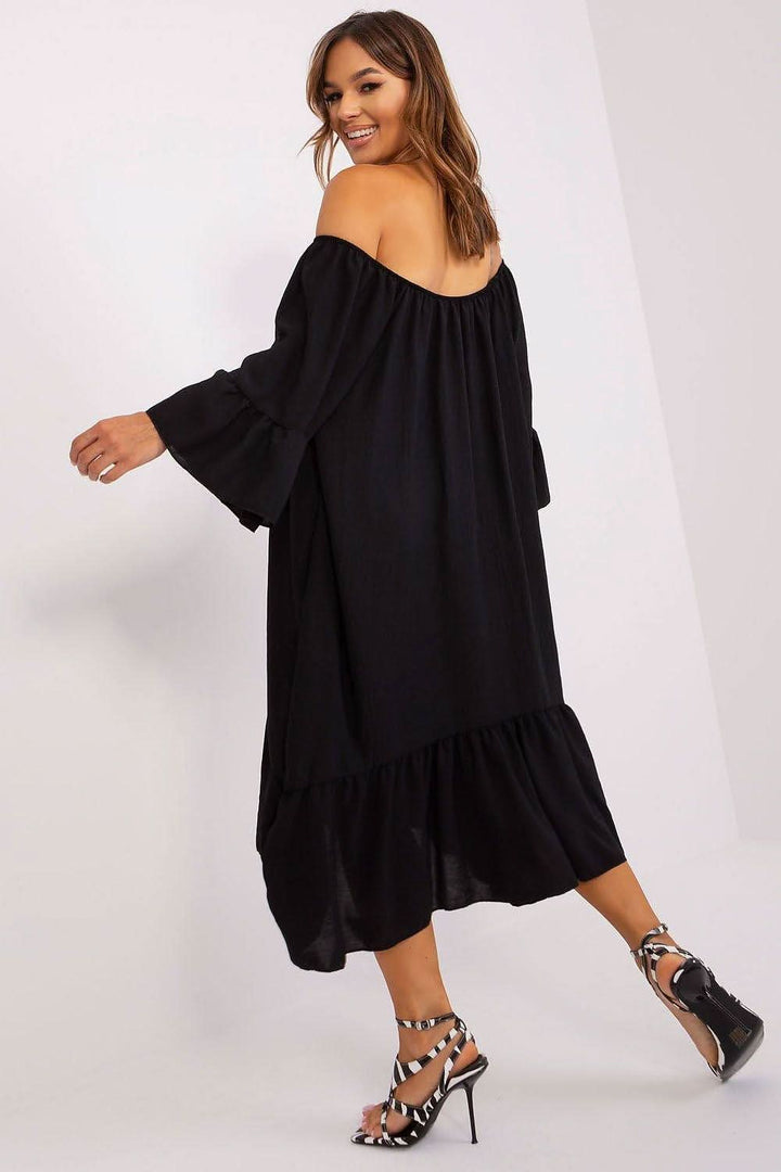 Loose-Fit Summer Dress with 3/4 Sleeves and Frilled Details - Ludowika 