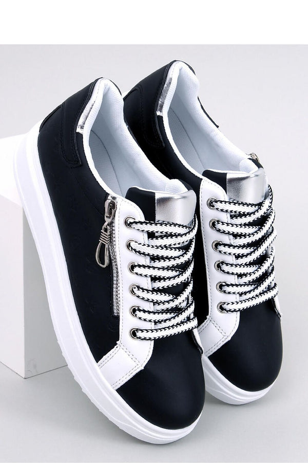Women's Platform Sneakers with Embossing – Stylish High White Sole and Eco Leather Design