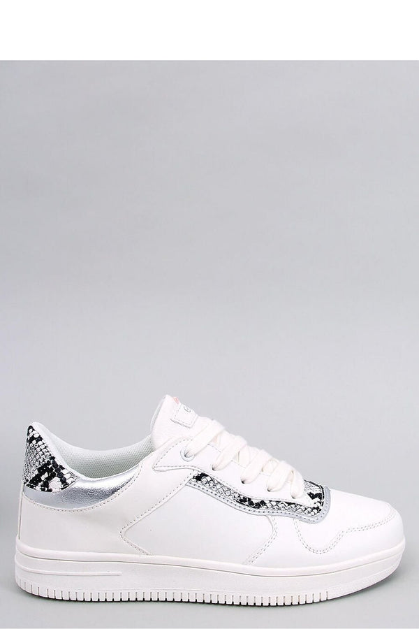 Women's Lace-Up Sports Sneakers with Snake Skin Motif and Organic Leather Design