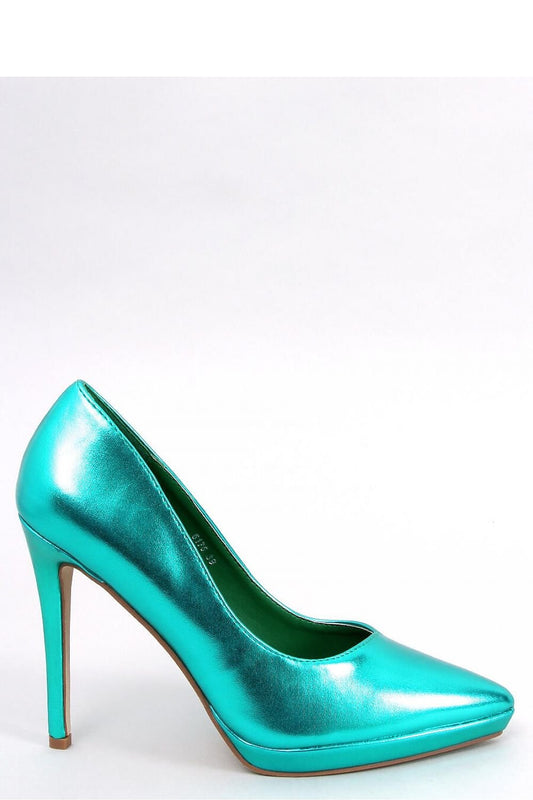 Women's Green Veneer Pumps with Stiletto Heel and Tapered Toe