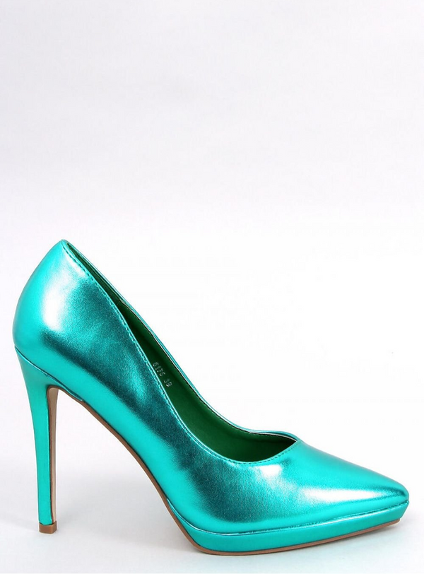 Women's Green Veneer Pumps with Stiletto Heel and Tapered Toe
