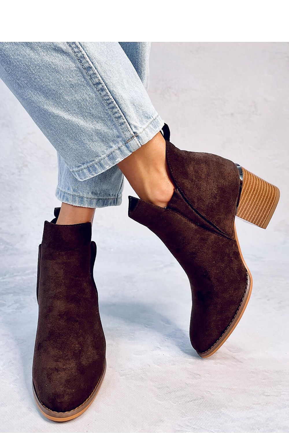 Classic Suede Boots with Wide Heel and Cutouts