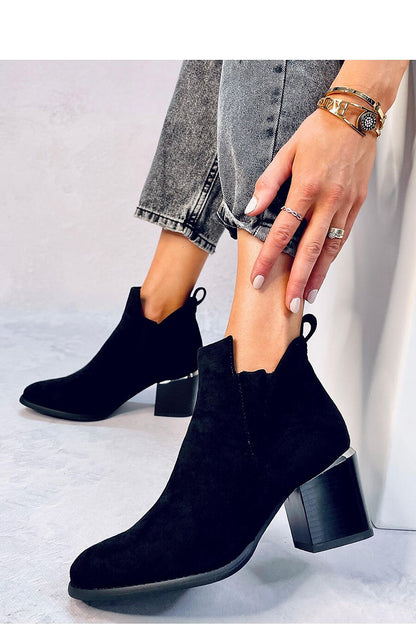 Classic Women's Suede Boots with Wide Heel and Cutouts