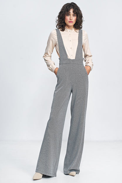 High-Waisted Jumpsuit with Suspenders and Wide Legs – Vintage-Inspired