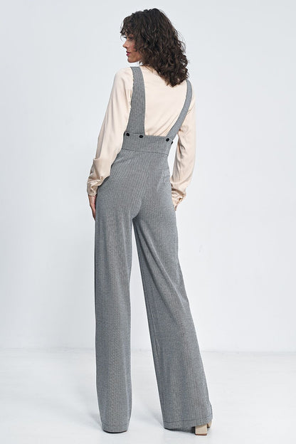 High-Waisted Jumpsuit with Suspenders and Wide Legs – Vintage-Inspired