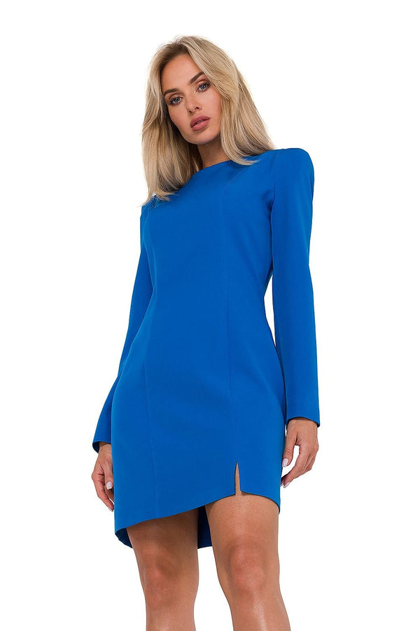 Vestido con mangas largas y estrechas, costura delantera y cremallera cubierta