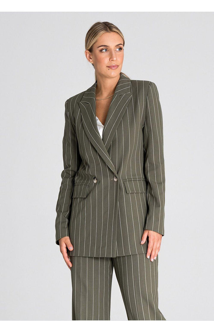 Elegant Long Sleeve Double-Breasted Blazer - Ludowika 
