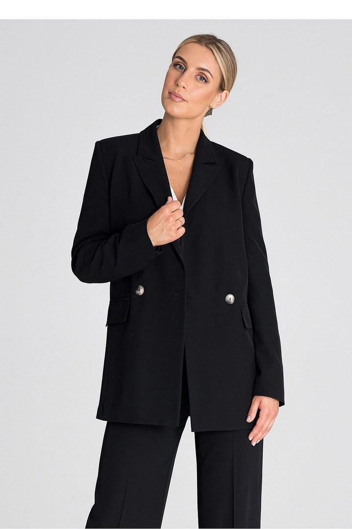 Elegant Long Sleeve Double-Breasted Blazer - Ludowika 